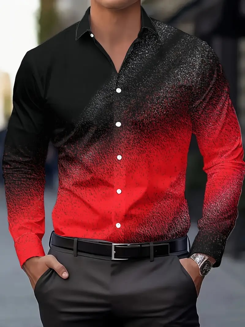 Camisa Street Style ejecutivo casual estampado de manga larga para hombre