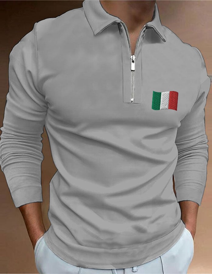Camisa polo "Italy" estampado con cierre para hombre