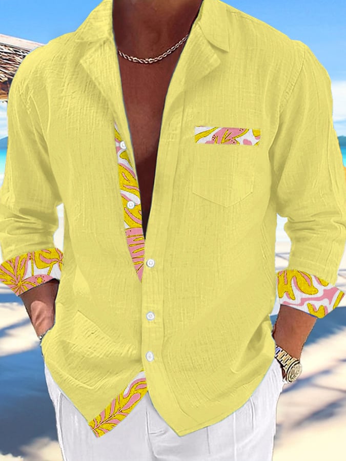 Camisa Cuban Collar Hawaiian estampado de modaable Resort casual (With Pockets) para hombre