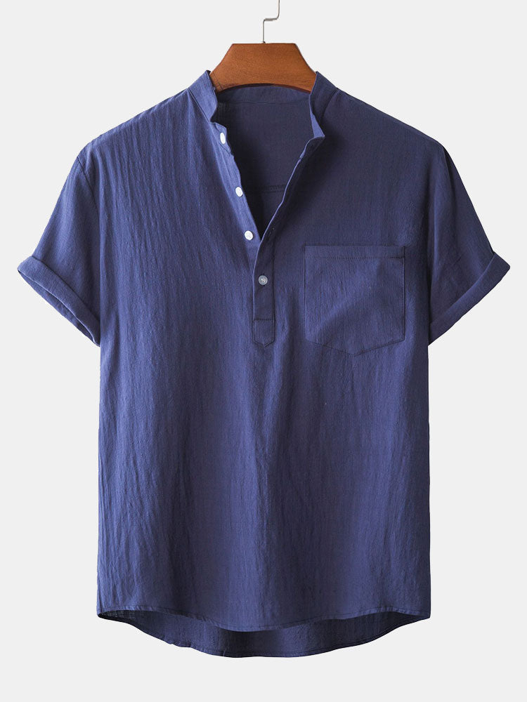 Camisa Henry Collar With Pocket