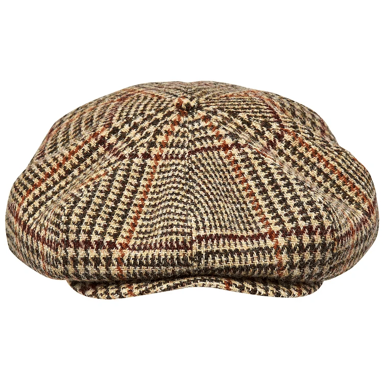 Gorras PEAKED Genuine Scottish Harris Tweed 8 Panels Man gorras lana Large Crown BEIGE