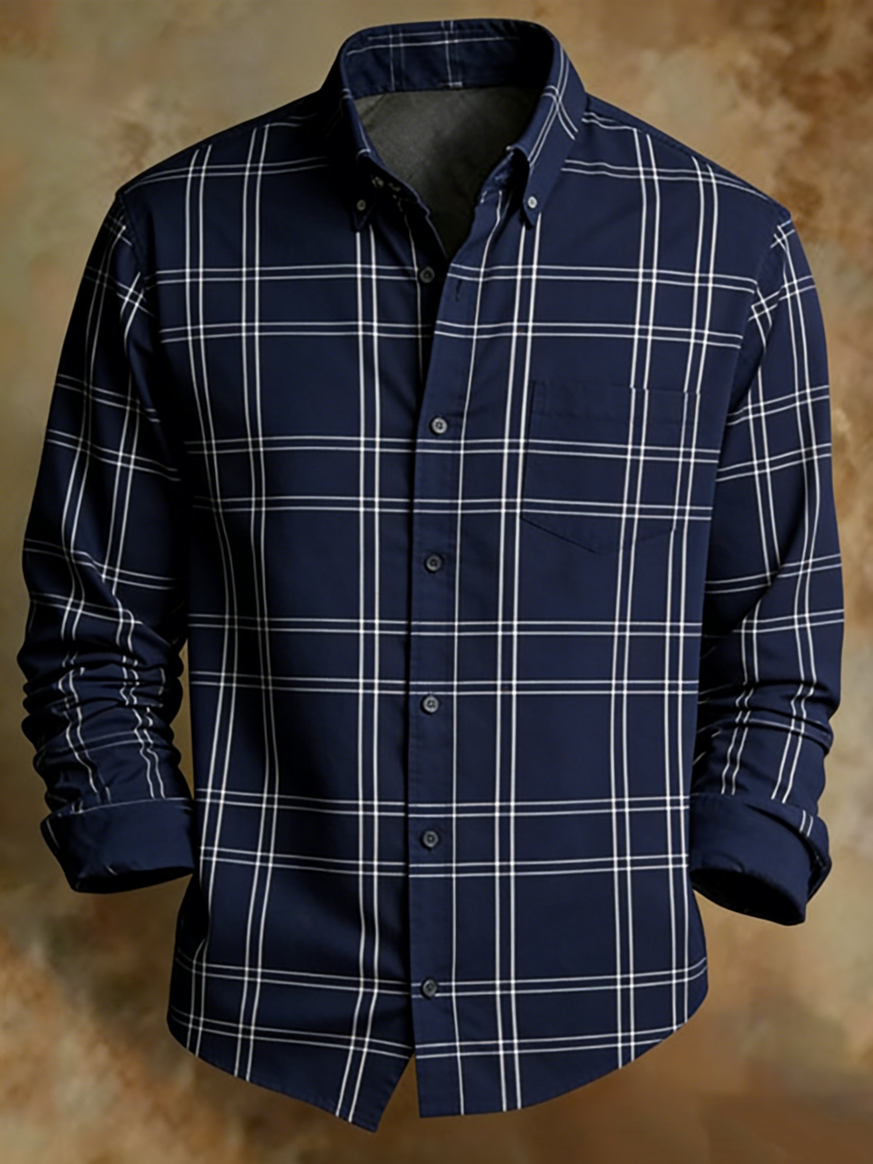 Retro geométrico a cuadros clásico Princamiseta para hombre