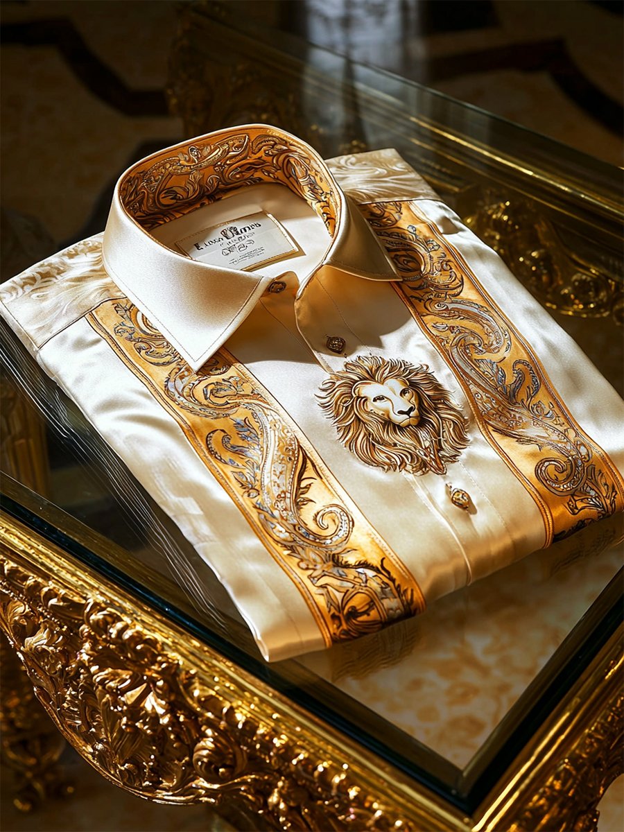 Camisa satén Luxe de manga larga con botones para hombre