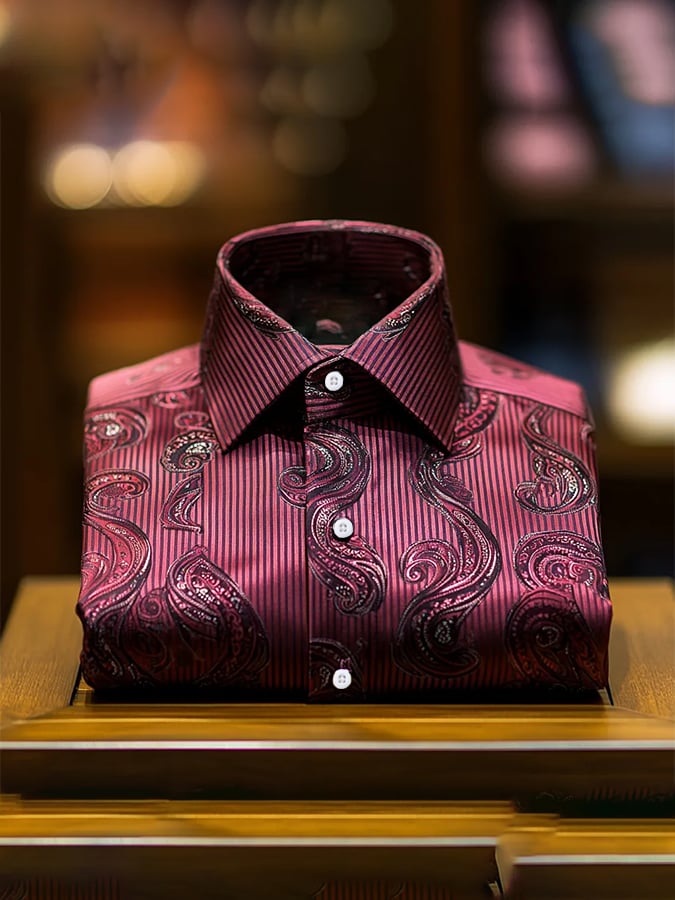 Camisa de moda ejecutivo de lujo Design estampado de manga larga para hombre