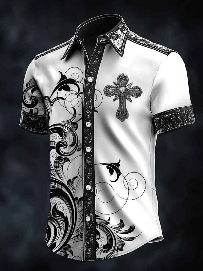 Camisa casual retro Gentleman satén para hombre