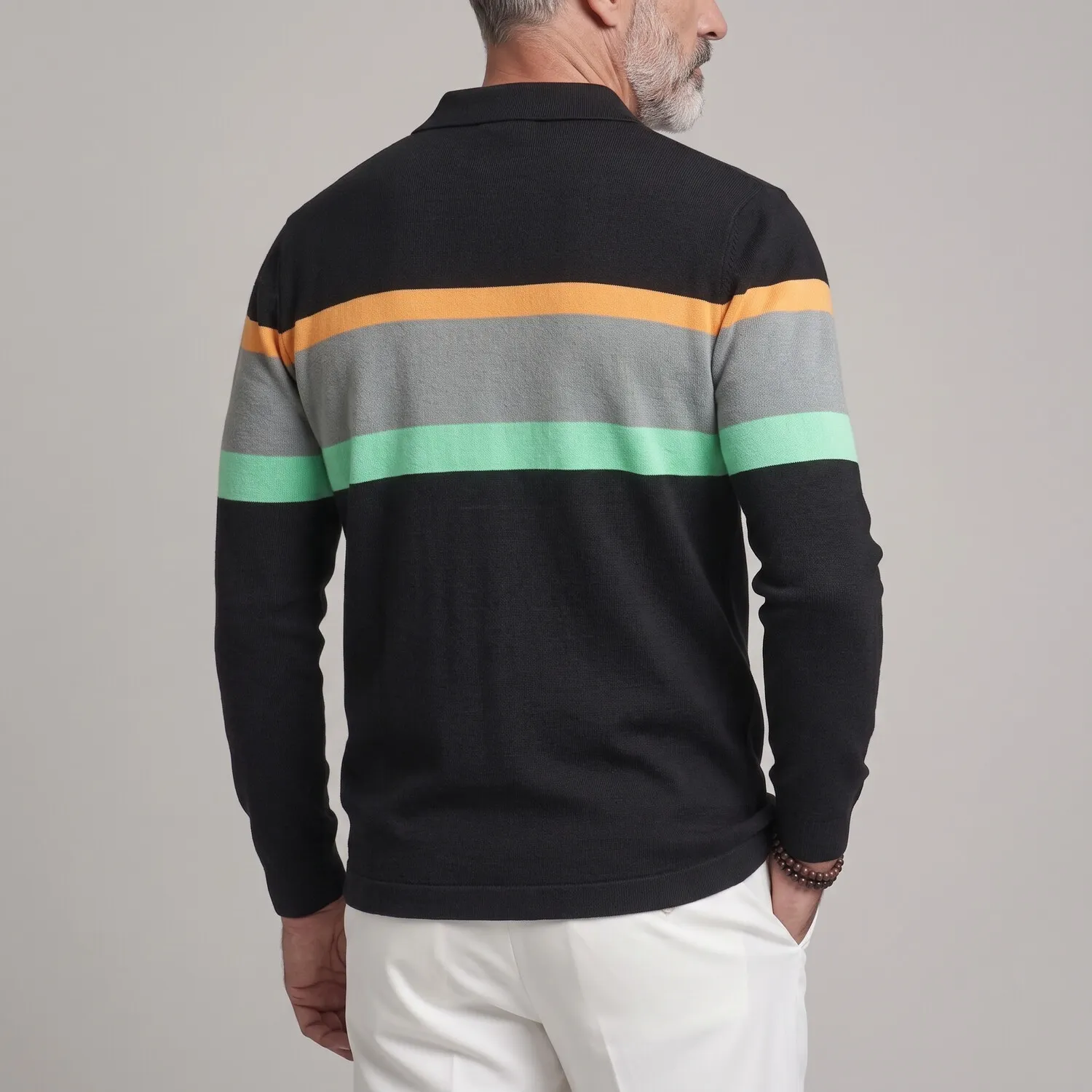 para hombre de moda Colorblock a rayas Button-Up de corte entallado de manga larga camisa