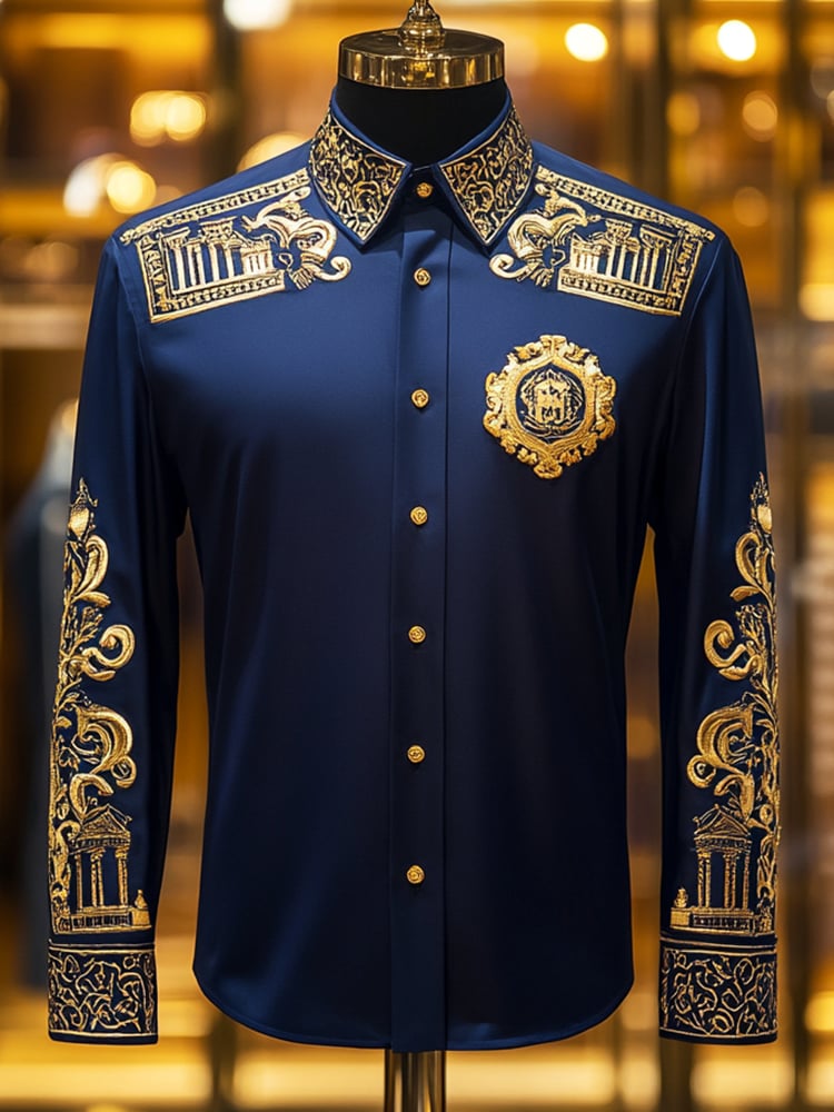 Camisa satén Luxe de manga larga con botones para hombre