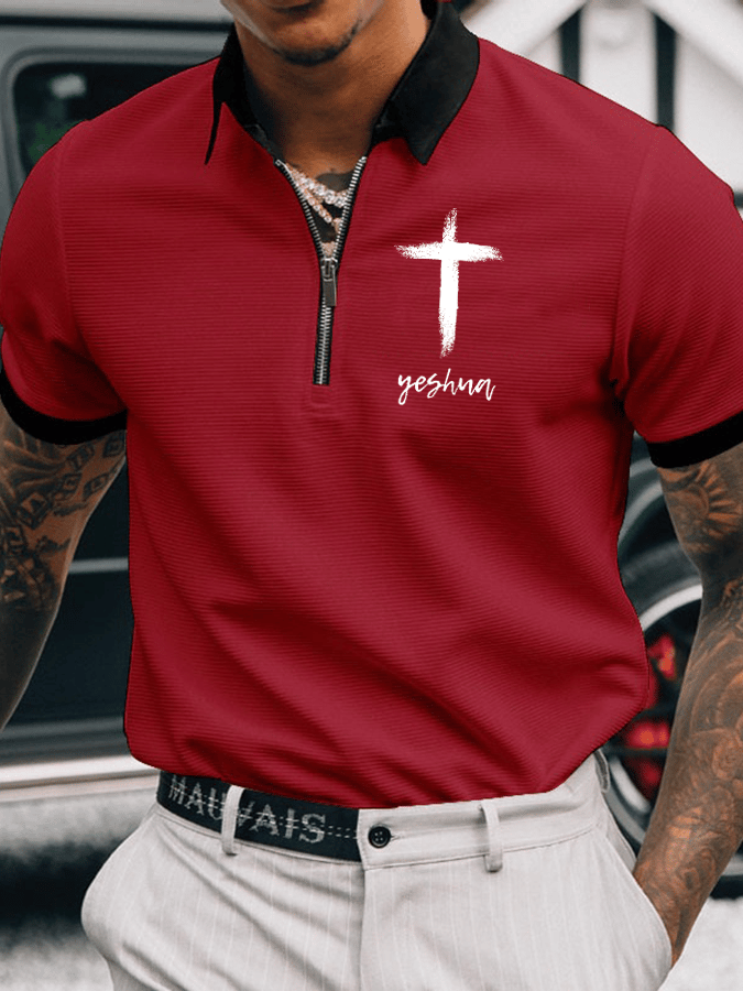 Camisa polo Faith estampado casual con cierre para hombre