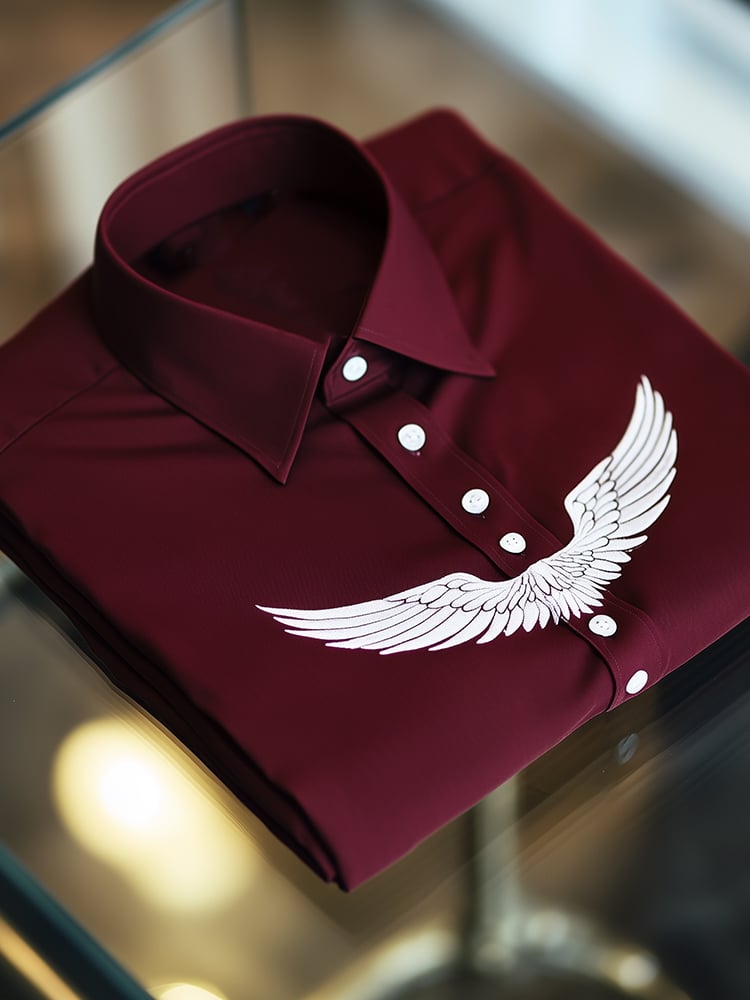 Camisa ejecutivo casual Wing solapa de manga corta para hombre