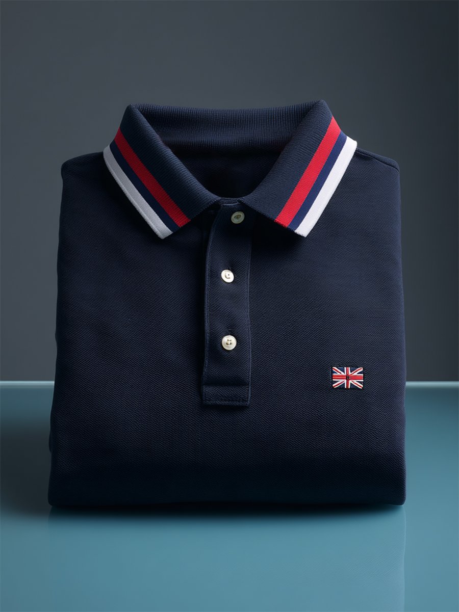 Camisa polo ejecutivo casual Union Jack Button de manga corta para hombre