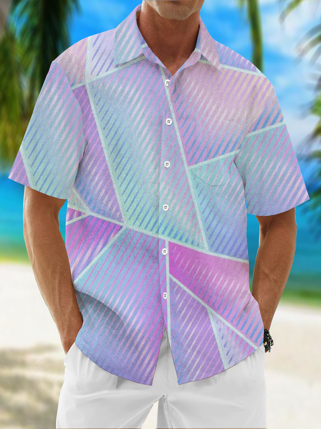 Camisa Moisture Wicking Geometric Gradient Hawaiian