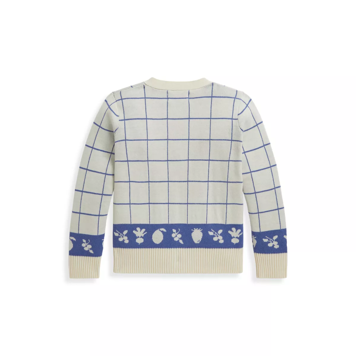 Girls 2-6x Windowpane Cotton V-Neck Cardigan - 2