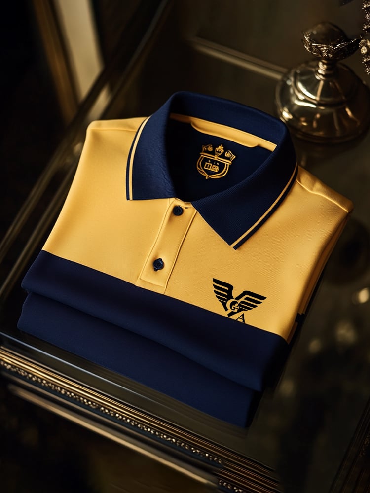 Camisa polo clásico ejecutivo Check Logo Button de manga corta para hombre