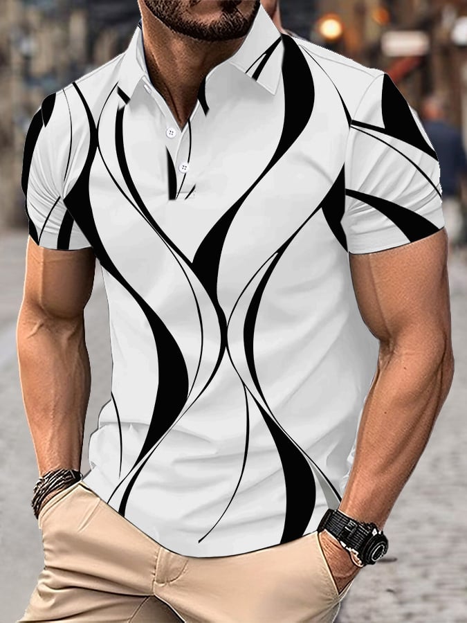 Camisa polo ejecutivo Vacation estampado casual para hombre