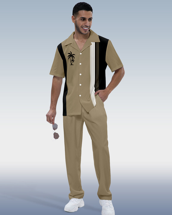 Rianmond Colorblock Coco estampado de manga corta Walking Suit 517 para hombre