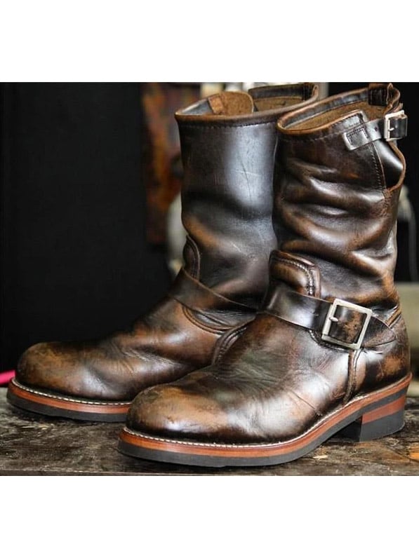 Botas Autumn and winter round toe mid-tube para hombre