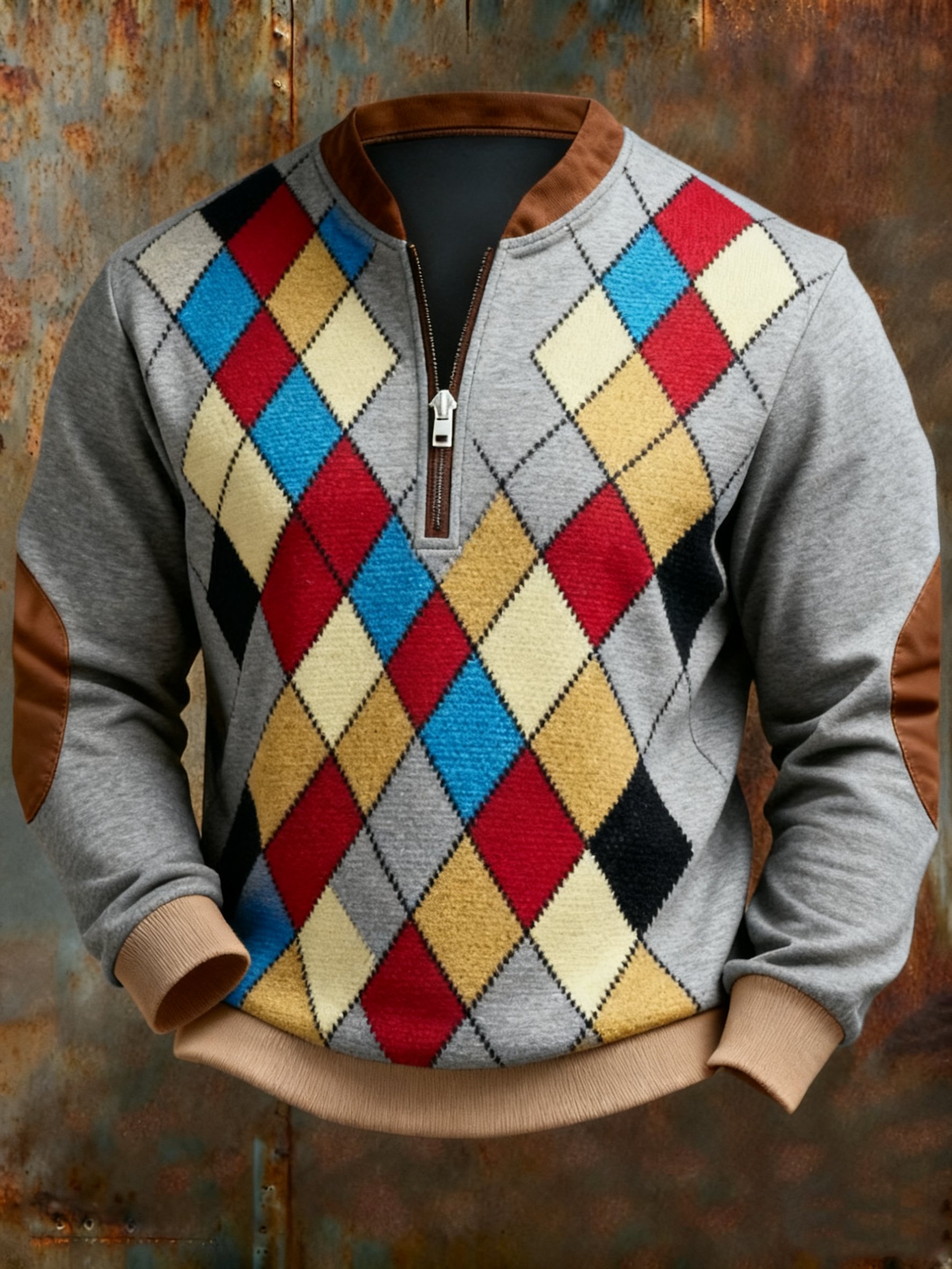 Sudadera Diamond diseñoed geométrico estampado cierre