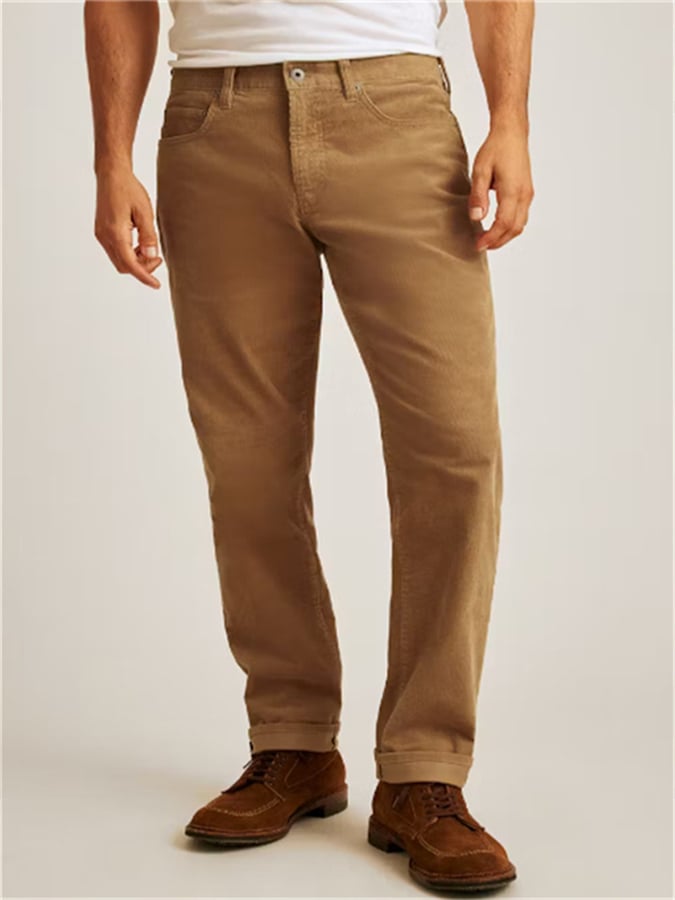 Casual de color sólido pana Straight Trousers para hombre