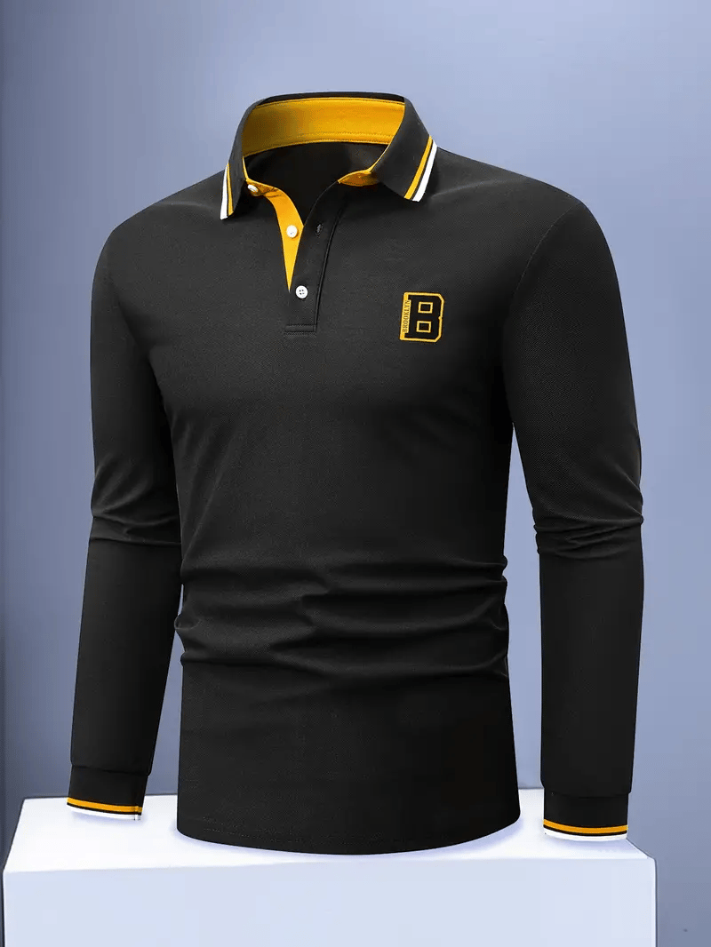 Camisa polo ejecutivo Light de lujo a rayas estampado solapa para hombre
