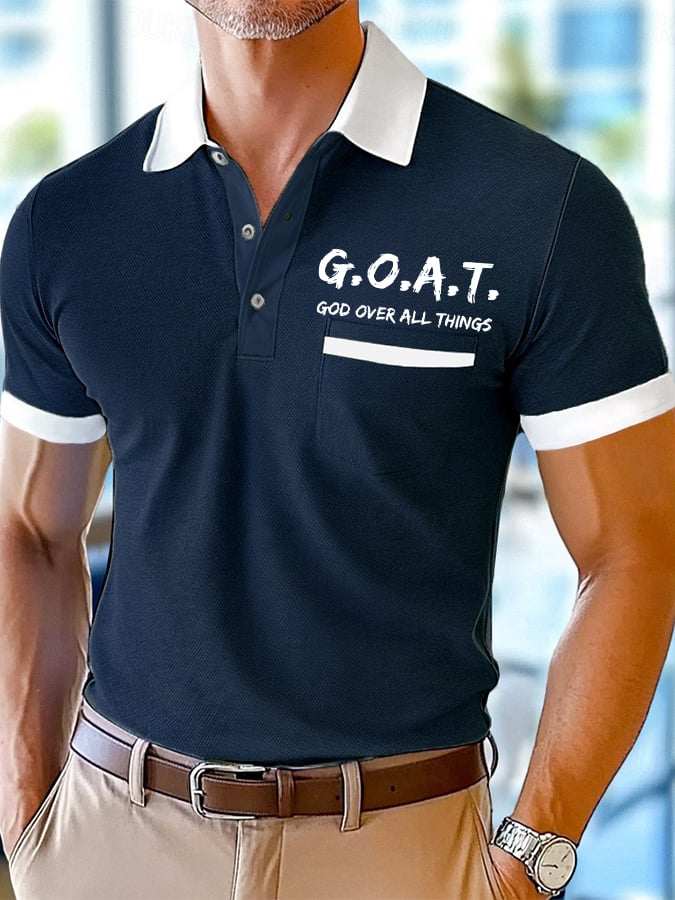 Camisa polo retro Faith Design estampado Comfortable And transpirable casual With bolsillo para hombre
