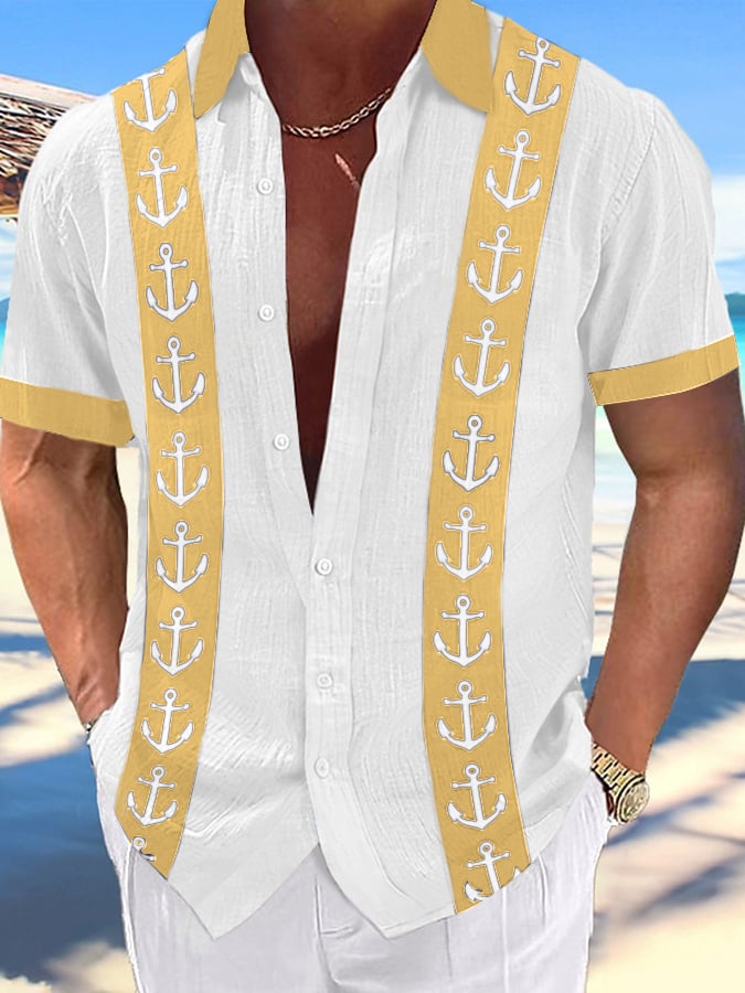 Camisa Hawaiian Anchor estampado Resort casual (Includes Pockets) para hombre
