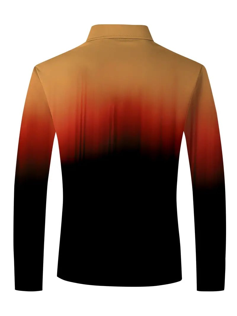 Camisa polo ejecutivo casual a rayas de manga larga para hombre