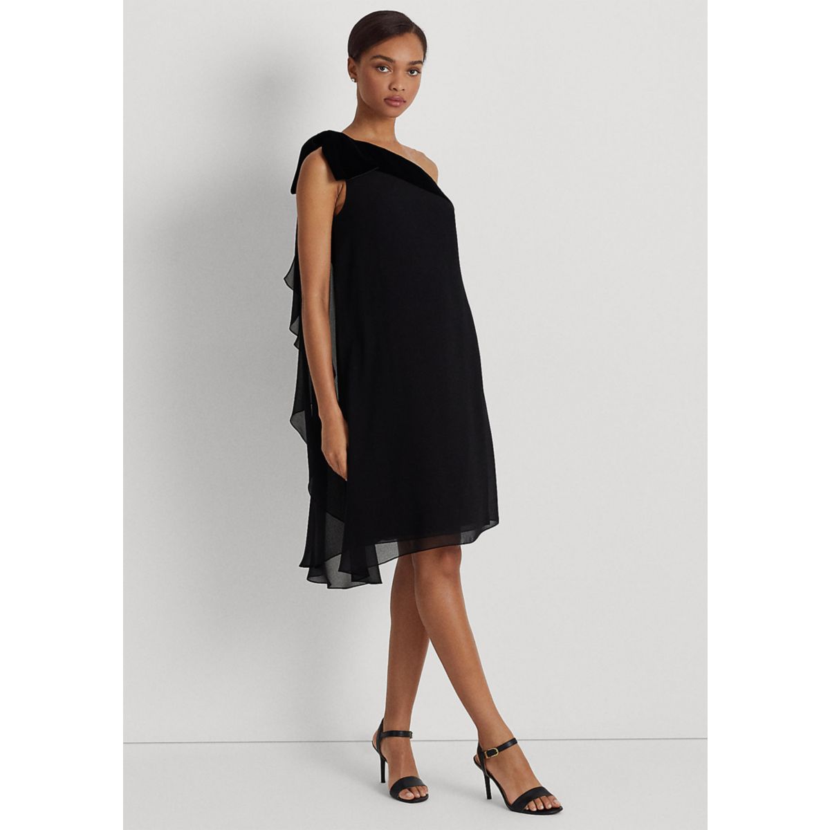 Chiffon One-Shoulder Dress - 5