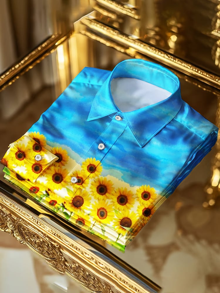 Camisa Ukrainian Sunflower de manga larga para hombre