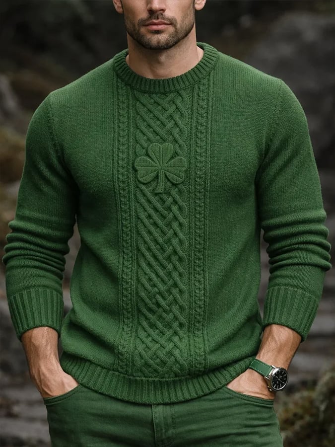 Sudadera St. Patrick'S Day Shamrock Art estampado tejido para hombre