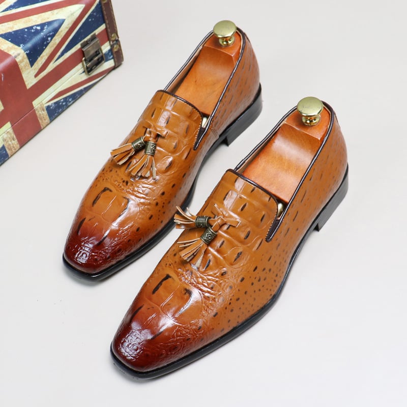 Zapatos Slip On Extra Large Size Tassel Foot Set Lok Fu British Crocodile diseño ejecutivo casual Doudou para hombre