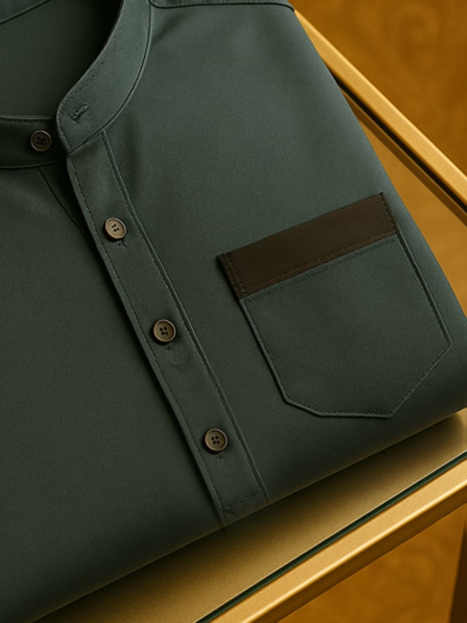 Camisa Color Matching High-End Light de lujo ejecutivo casual de manga corta para hombre