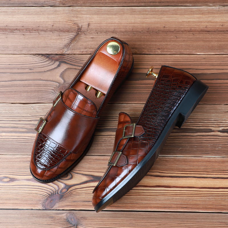 Zapatos New de lujo de modan Pointed diseño Monk Strap