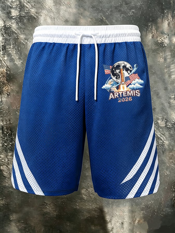 Shorts Artemis II Moon Landing Program Themed Space Enthusiast Trendy para hombre