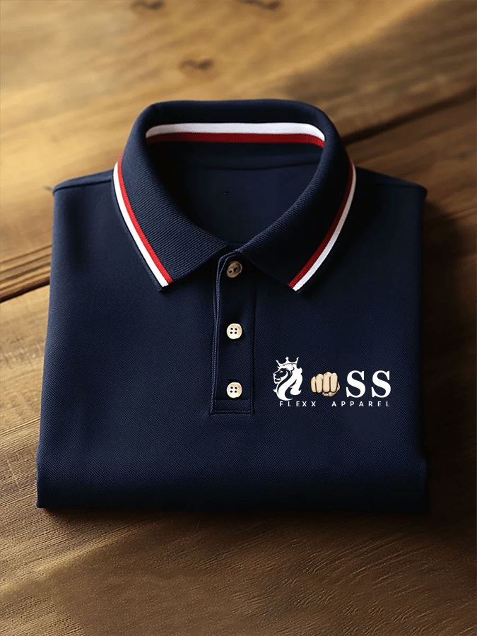 Camisa polo retro Letter Design estampado casual para hombre