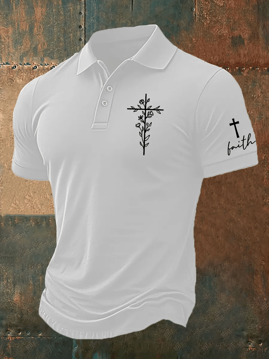Camisa polo Faith Cross estampado para hombre