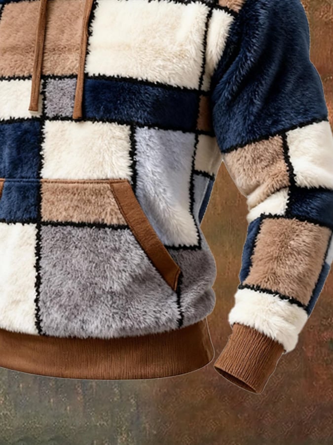 Sudadera Comfortable Lambskin en bloques de color estampado casual de manga larga para hombre