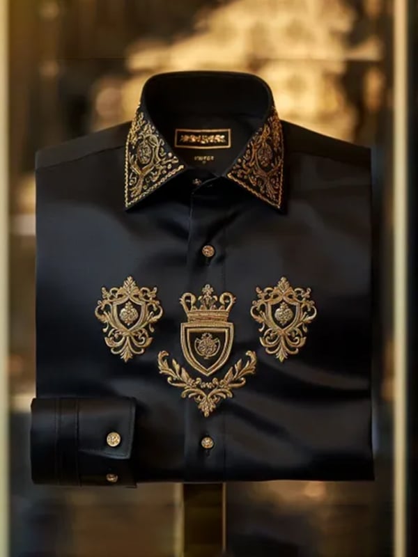 Camisa rayas estampado ejecutivo de manga larga para hombre