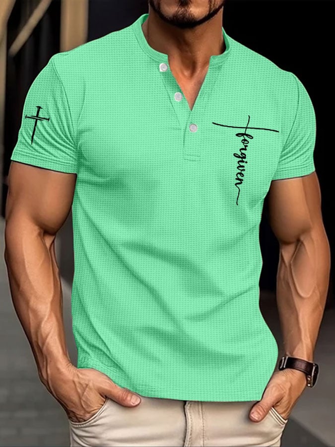 Camisa elegantee casual Faith Waffle Henley para hombre