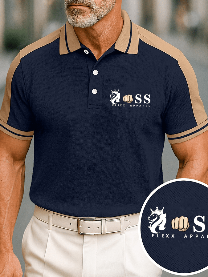 para hombre de moda ejecutivo Letter estampado casual camisa polo