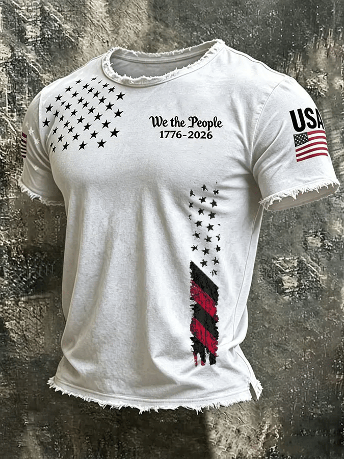 Camiseta Independence Day We The People 1776-2026 estampado casual para hombre