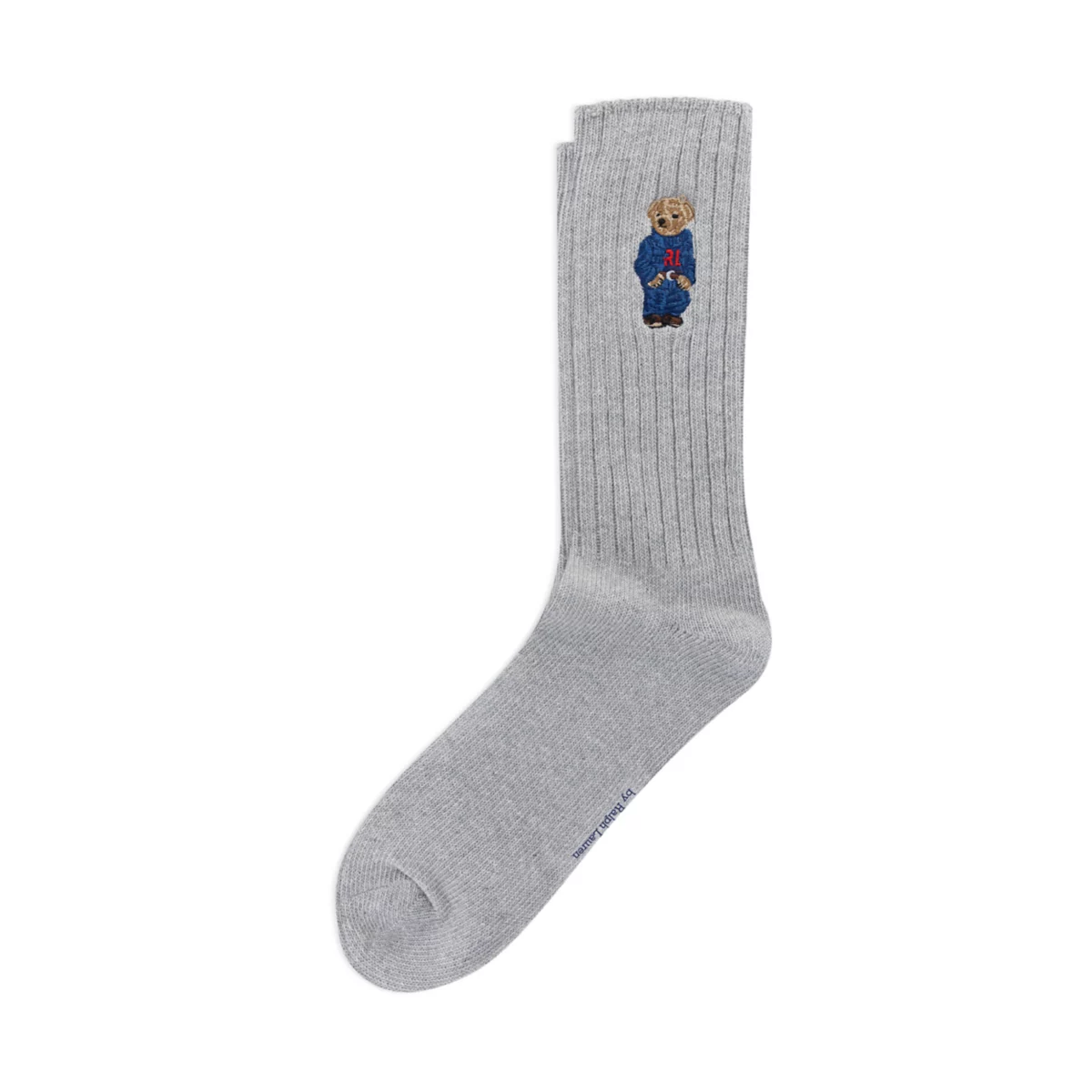 Embroidered Denim Bear Crew Socks - 1