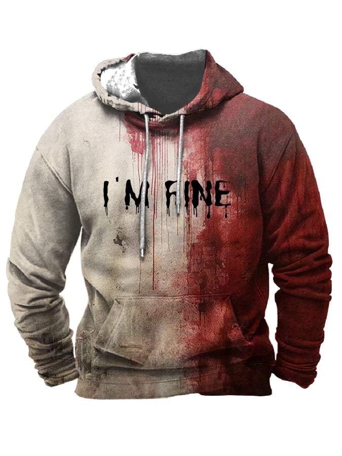 Sudadera Bloody I'm Fine Halloween estampado Hooded para hombre