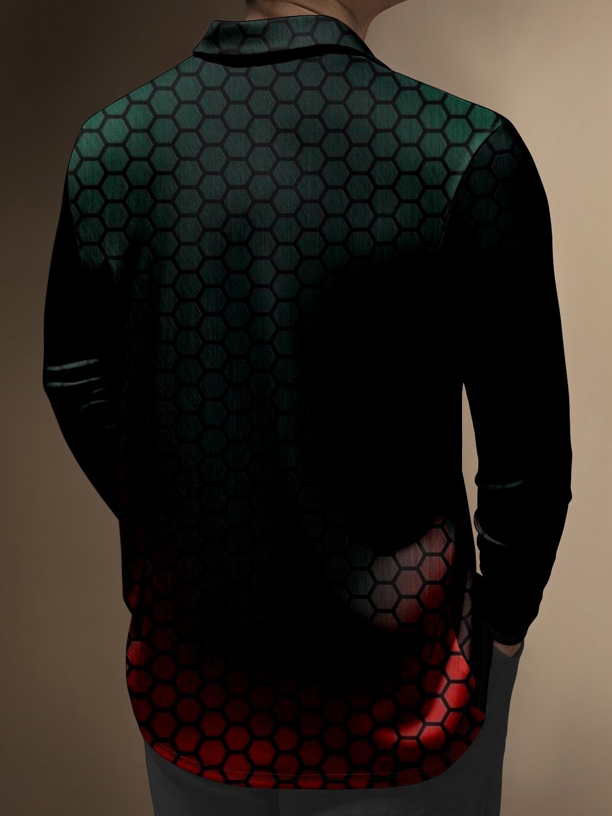 Camisa polo ejecutivo casual a rayas de manga larga para hombre