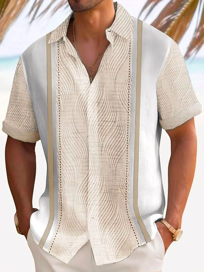 Camisa casual holiday de manga corta para hombre