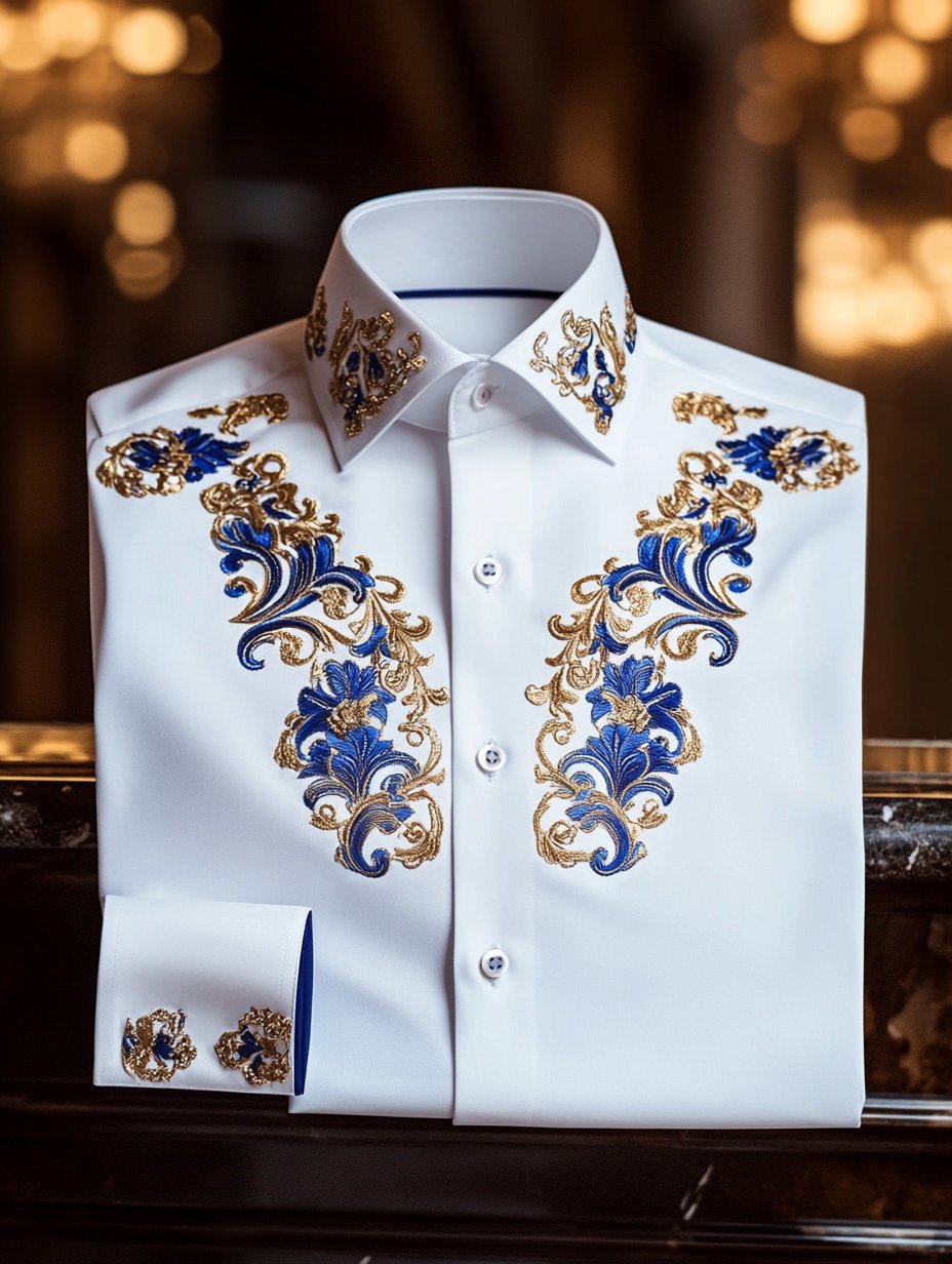 Camisa de lujo vintage de manga larga para hombre