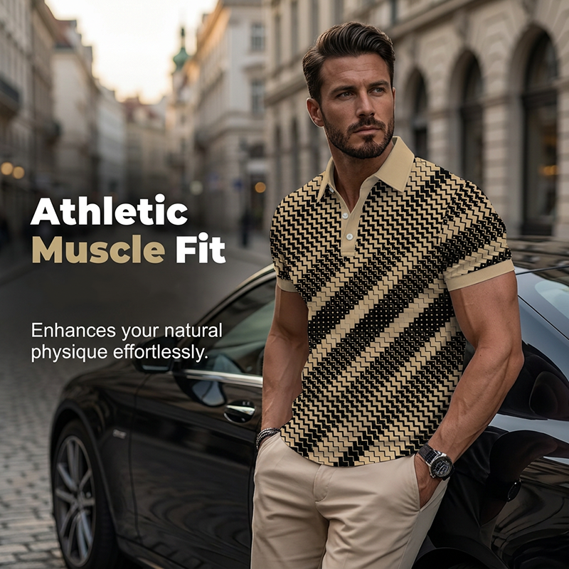 ?Time-Limited Special?para hombre Geometric Print Collared camisas – Muscle Fit, Breathable, Fade Resistant ?