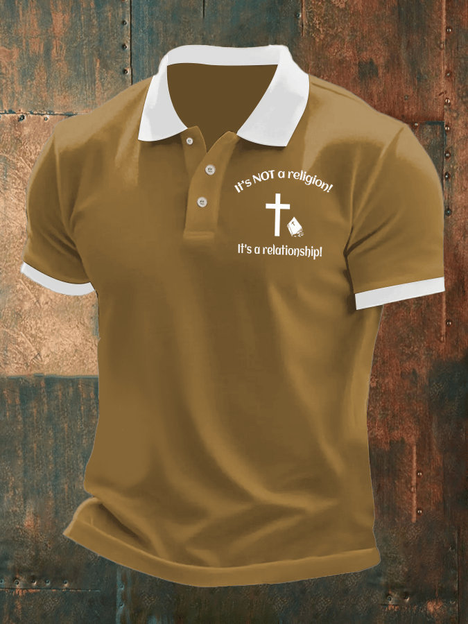 Camisa polo Christianity Is Not A Religion It Is A Relationship estampado para hombre