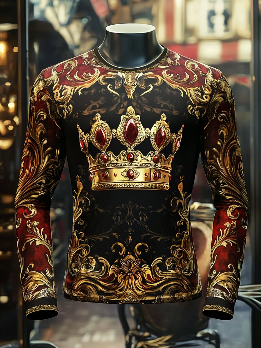 Camiseta Luxe Crown estampado de manga larga para hombre