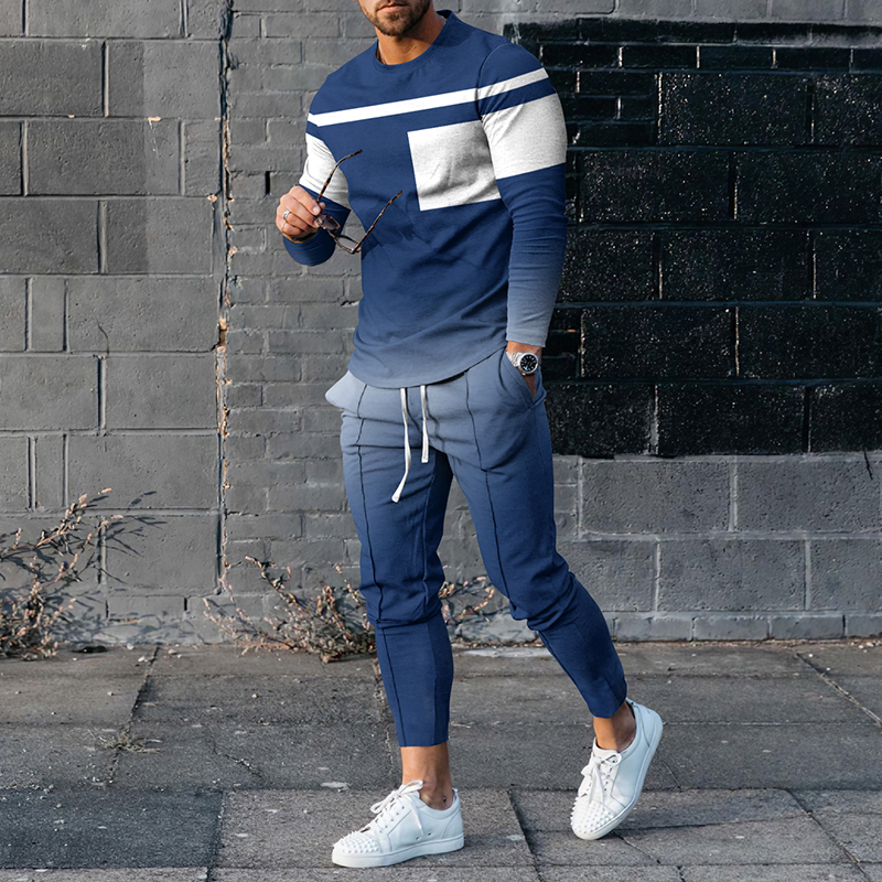 Conjunto de dos piezas Blue Geometry camiseta And pantalón
