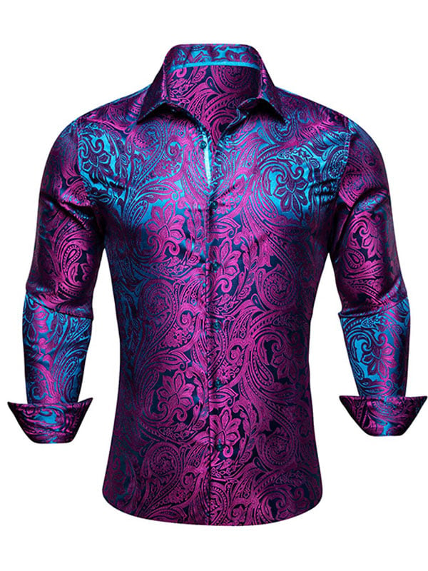 Camisa satén Luxe de manga larga con botones para hombre